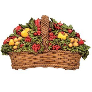 Homo 1978 Fruit Woven Basket Plastic Wall Plaque  USA 7533 B Fruit Fly Lady Bug